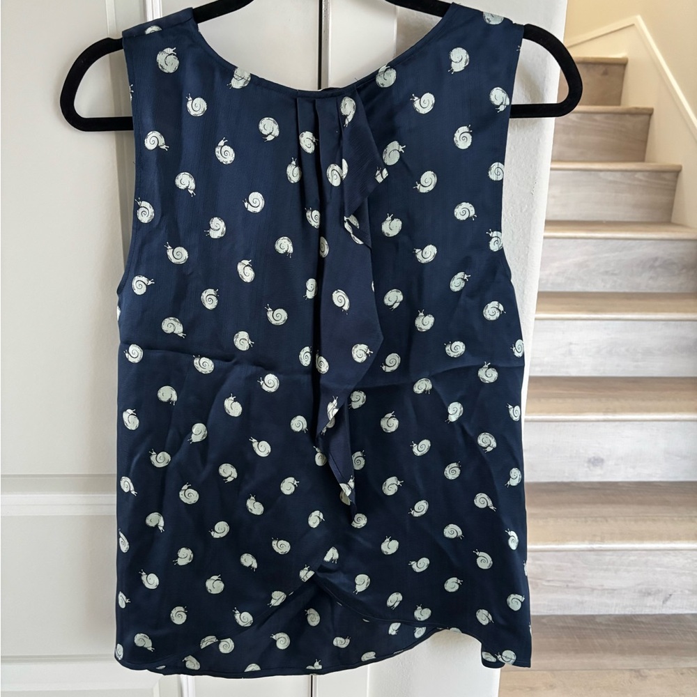 ANTHROPOLOGIE Navy Snail Print Sleeveless Top - Picture 4 of 11